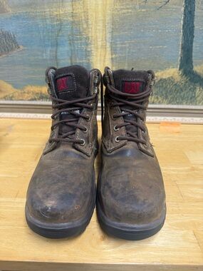 Caterpillar P90443 women's Brown Leather steel toe waterproof Boots size 6.5